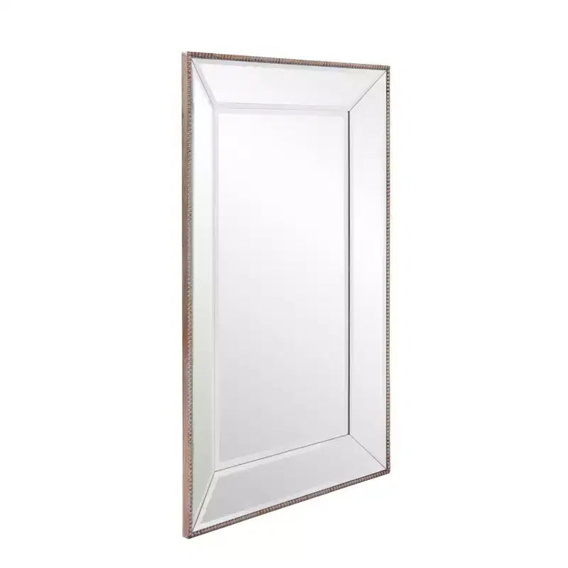 Specchio rettangolare da parete e da bagno 36"x24" con finiture perlinate: Stile moderno, cornice in legno, nessun assemblaggio richiesto