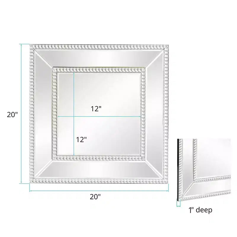 Specchio da parete Bijou Accent argento: Vetro quadrato moderno, nessun assemblaggio, montaggio a parete