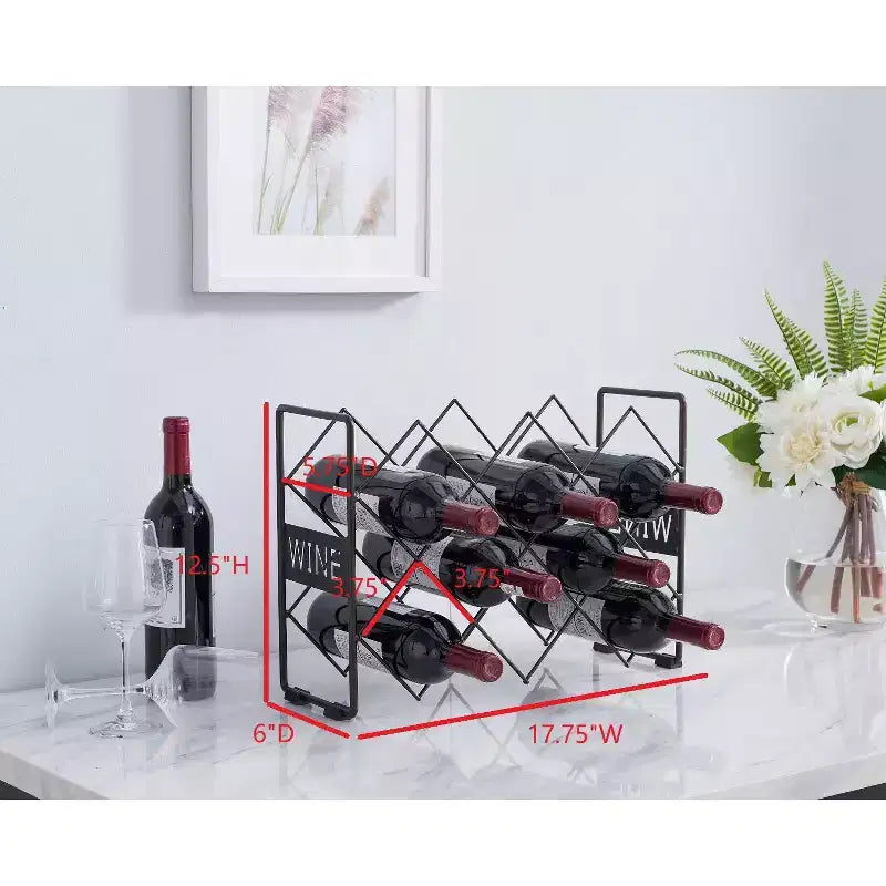 Portabottiglie da appoggio per vino, supporto per bottiglie di vino per casa, cucina e bar - Peltro - Nessun assemblaggio richiesto