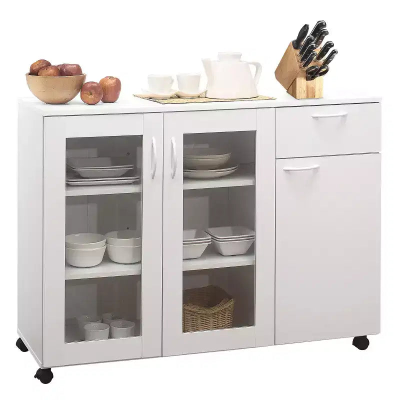 Prescott Credenza/Buffet Mobile da Cucina con Ripiani Regolabili e Cassetto, Bianco