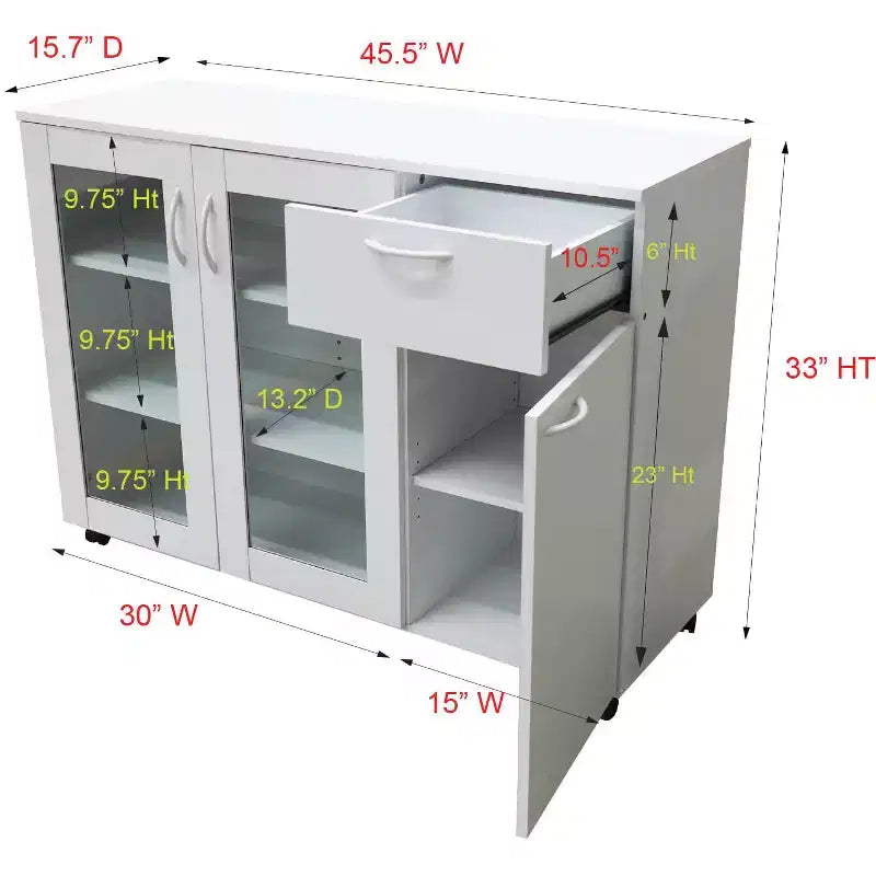 Prescott Credenza/Buffet Mobile da Cucina con Ripiani Regolabili e Cassetto, Bianco