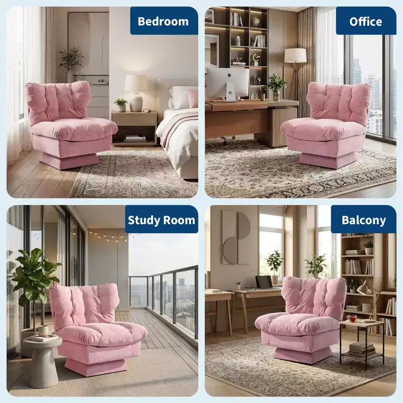 Poltrona girevole in ciniglia, comoda poltrona moderna a 360° con base oversize, seduta estesa da 52,8 cm, carico massimo 136 kg per soggiorno