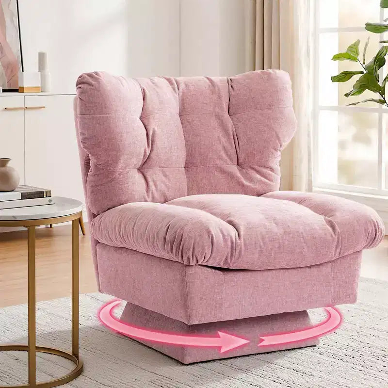 Poltrona girevole in ciniglia, comoda poltrona moderna a 360° con base oversize, seduta estesa da 52,8 cm, carico massimo 136 kg per soggiorno