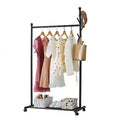Carbon Steel Rolling Clothing Rack with Wheels, 41-Inch Wide Freestanding Wardrobe for Bedroom, Black or White Finish