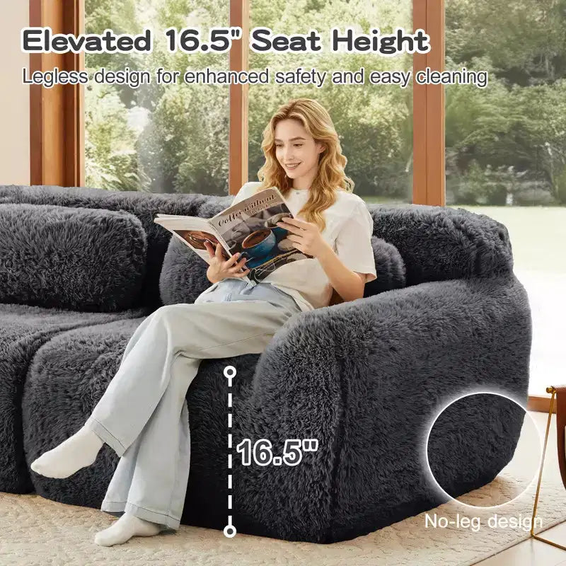 Divano senza struttura a forma di U, spugna HD 32D, fondo antiscivolo, con chaise longue, combinazione libera, confezione sottovuoto, seduta profonda per camera da letto/studio/home theater