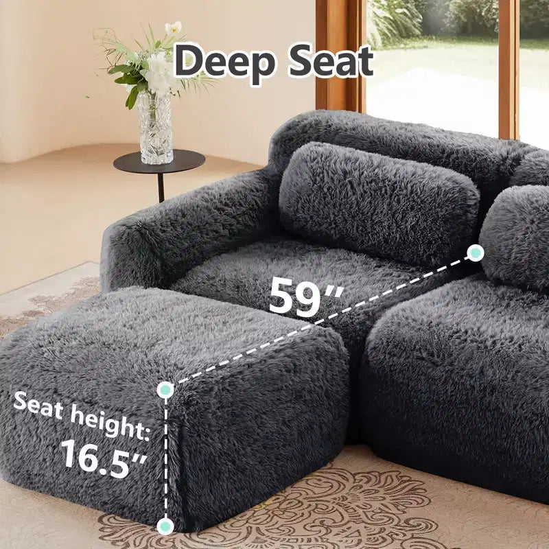 Divano senza struttura a forma di U, spugna HD 32D, fondo antiscivolo, con chaise longue, combinazione libera, confezione sottovuoto, seduta profonda per camera da letto/studio/home theater
