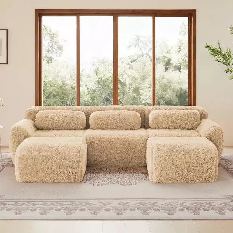 Divano senza struttura a forma di U, spugna HD 32D, fondo antiscivolo, con chaise longue, combinazione libera, confezione sottovuoto, seduta profonda per camera da letto/studio/home theater