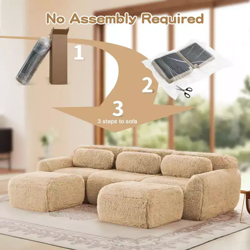Divano senza struttura a forma di U, spugna HD 32D, fondo antiscivolo, con chaise longue, combinazione libera, confezione sottovuoto, seduta profonda per camera da letto/studio/home theater