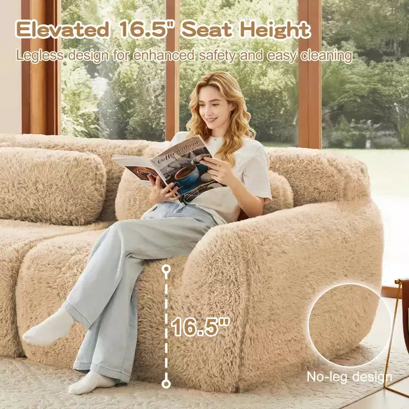 Divano senza struttura a forma di U, spugna HD 32D, fondo antiscivolo, con chaise longue, combinazione libera, confezione sottovuoto, seduta profonda per camera da letto/studio/home theater