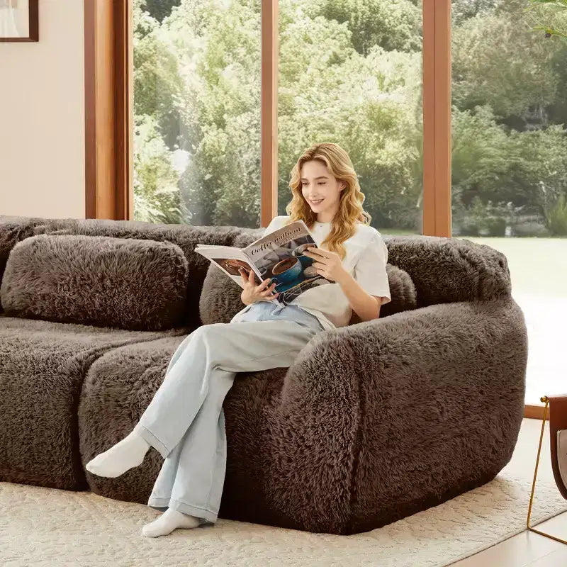 Divano senza struttura a forma di U, spugna HD 32D, fondo antiscivolo, con chaise longue, combinazione libera, confezione sottovuoto, seduta profonda per camera da letto/studio/home theater