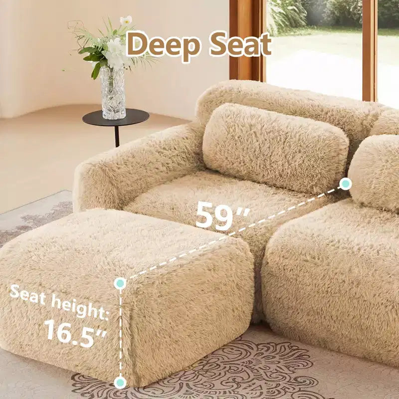 Divano senza struttura a forma di U, spugna HD 32D, fondo antiscivolo, con chaise longue, combinazione libera, confezione sottovuoto, seduta profonda per camera da letto/studio/home theater
