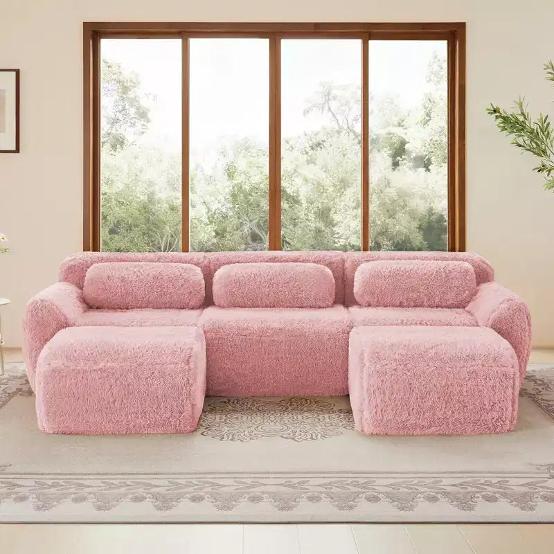 Divano senza struttura a forma di U, spugna HD 32D, fondo antiscivolo, con chaise longue, combinazione libera, confezione sottovuoto, seduta profonda per camera da letto/studio/home theater