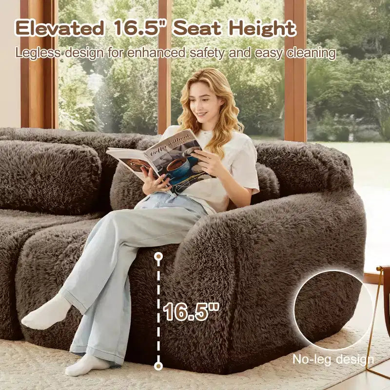 Divano senza struttura a forma di U, spugna HD 32D, fondo antiscivolo, con chaise longue, combinazione libera, confezione sottovuoto, seduta profonda per camera da letto/studio/home theater