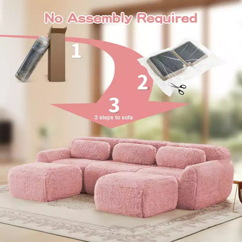 Divano senza struttura a forma di U, spugna HD 32D, fondo antiscivolo, con chaise longue, combinazione libera, confezione sottovuoto, seduta profonda per camera da letto/studio/home theater