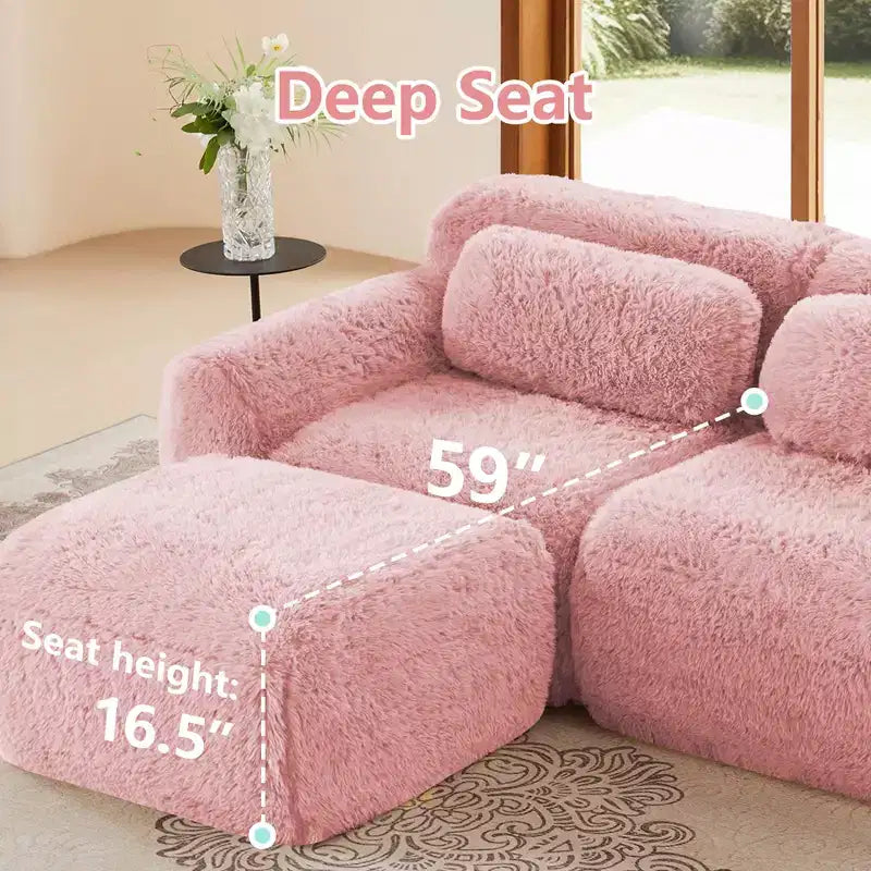 Divano senza struttura a forma di U, spugna HD 32D, fondo antiscivolo, con chaise longue, combinazione libera, confezione sottovuoto, seduta profonda per camera da letto/studio/home theater