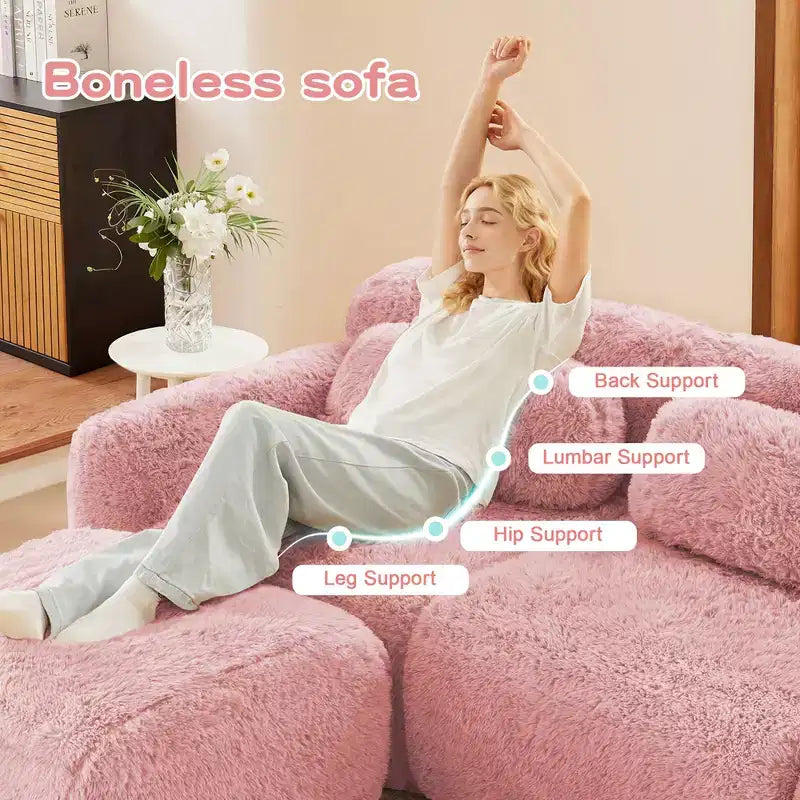 Divano senza struttura a forma di U, spugna HD 32D, fondo antiscivolo, con chaise longue, combinazione libera, confezione sottovuoto, seduta profonda per camera da letto/studio/home theater