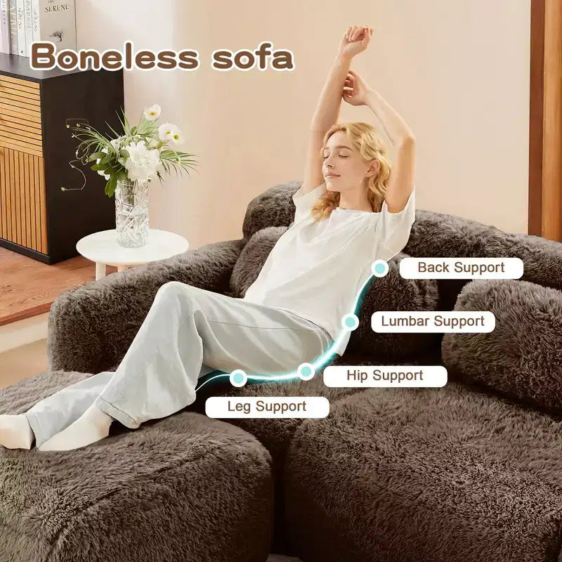 Divano senza struttura a forma di U, spugna HD 32D, fondo antiscivolo, con chaise longue, combinazione libera, confezione sottovuoto, seduta profonda per camera da letto/studio/home theater