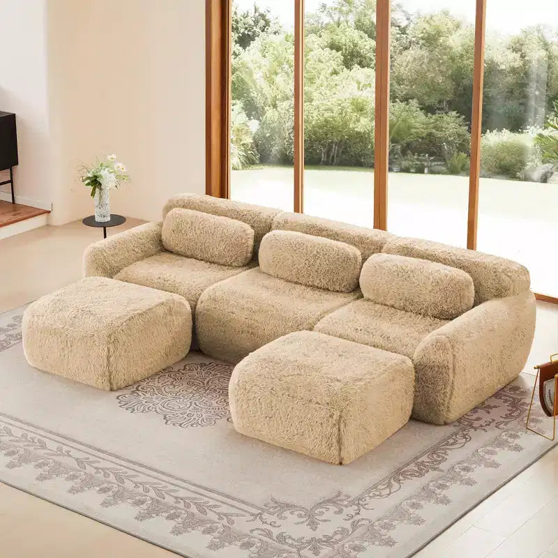Divano senza struttura a forma di U, spugna HD 32D, fondo antiscivolo, con chaise longue, combinazione libera, confezione sottovuoto, seduta profonda per camera da letto/studio/home theater