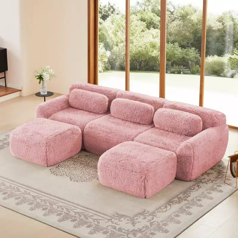 Divano senza struttura a forma di U, spugna HD 32D, fondo antiscivolo, con chaise longue, combinazione libera, confezione sottovuoto, seduta profonda per camera da letto/studio/home theater