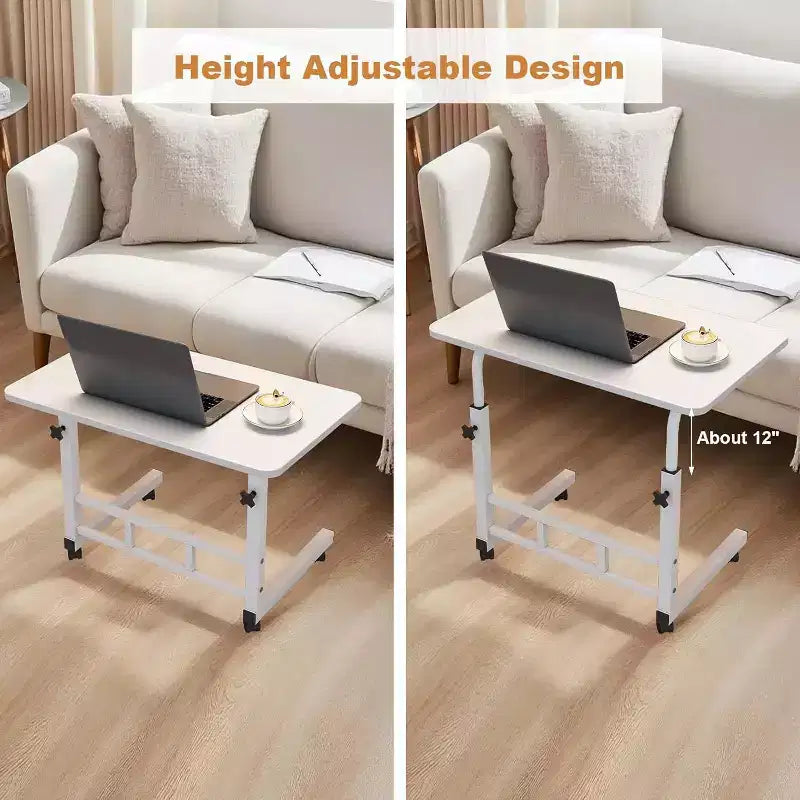 Piccola Scrivania Regolabile con Ruote, Tavolo Rialzato Portatile per Laptop Regolabile in Altezza, Piccola Scrivania Mobile con Rotelle, per Ufficio Domestico Studio Camera da Letto