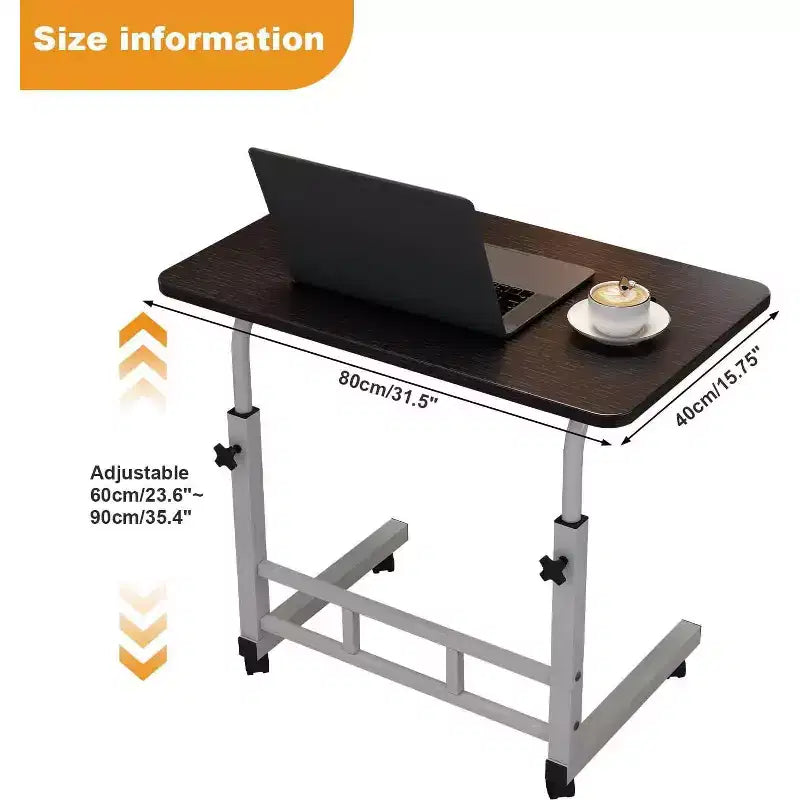 Piccola Scrivania Regolabile con Ruote, Tavolo Rialzato Portatile per Laptop Regolabile in Altezza, Piccola Scrivania Mobile con Rotelle, per Ufficio Domestico Studio Camera da Letto