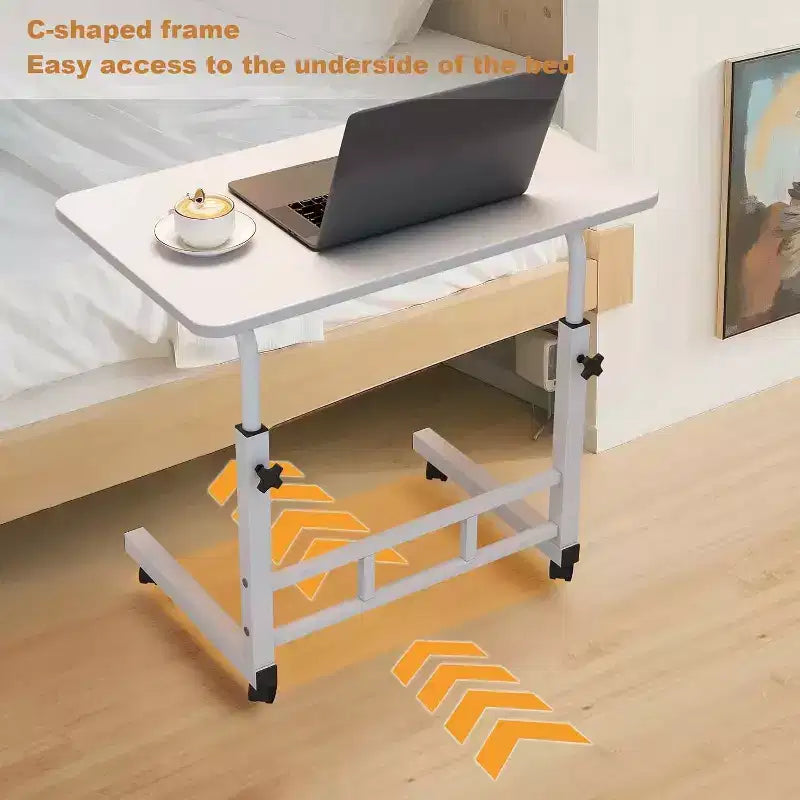 Piccola Scrivania Regolabile con Ruote, Tavolo Rialzato Portatile per Laptop Regolabile in Altezza, Piccola Scrivania Mobile con Rotelle, per Ufficio Domestico Studio Camera da Letto