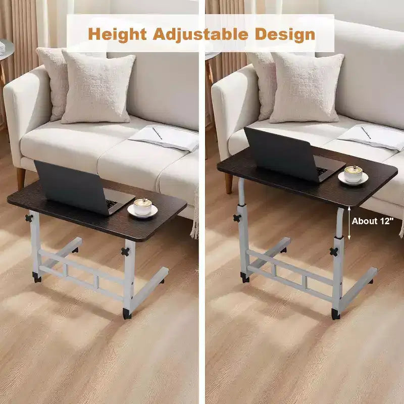 Piccola Scrivania Regolabile con Ruote, Tavolo Rialzato Portatile per Laptop Regolabile in Altezza, Piccola Scrivania Mobile con Rotelle, per Ufficio Domestico Studio Camera da Letto