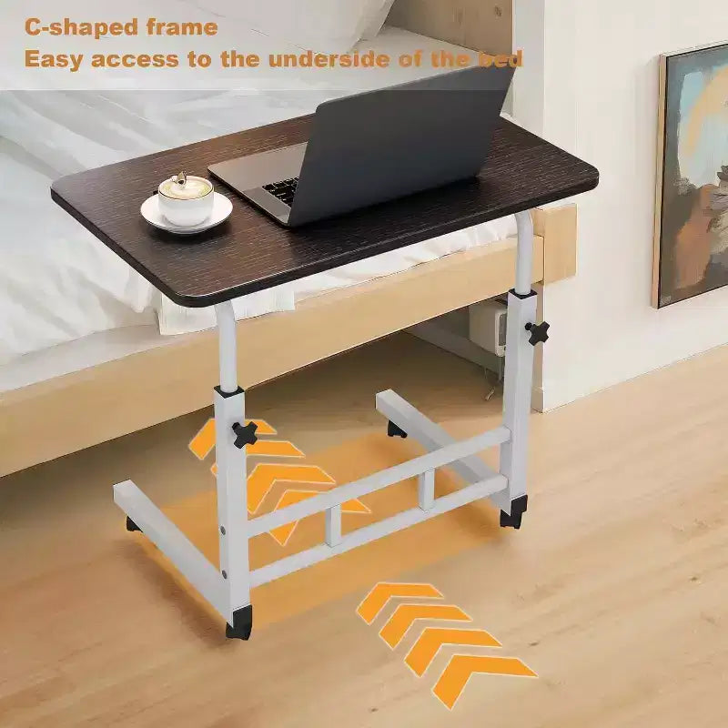 Piccola Scrivania Regolabile con Ruote, Tavolo Rialzato Portatile per Laptop Regolabile in Altezza, Piccola Scrivania Mobile con Rotelle, per Ufficio Domestico Studio Camera da Letto