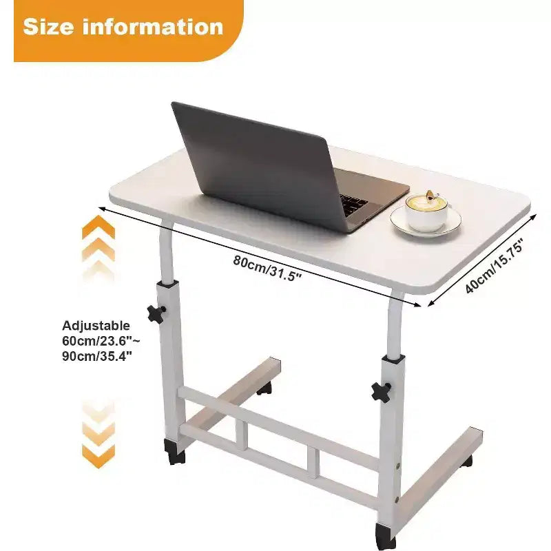 Piccola Scrivania Regolabile con Ruote, Tavolo Rialzato Portatile per Laptop Regolabile in Altezza, Piccola Scrivania Mobile con Rotelle, per Ufficio Domestico Studio Camera da Letto