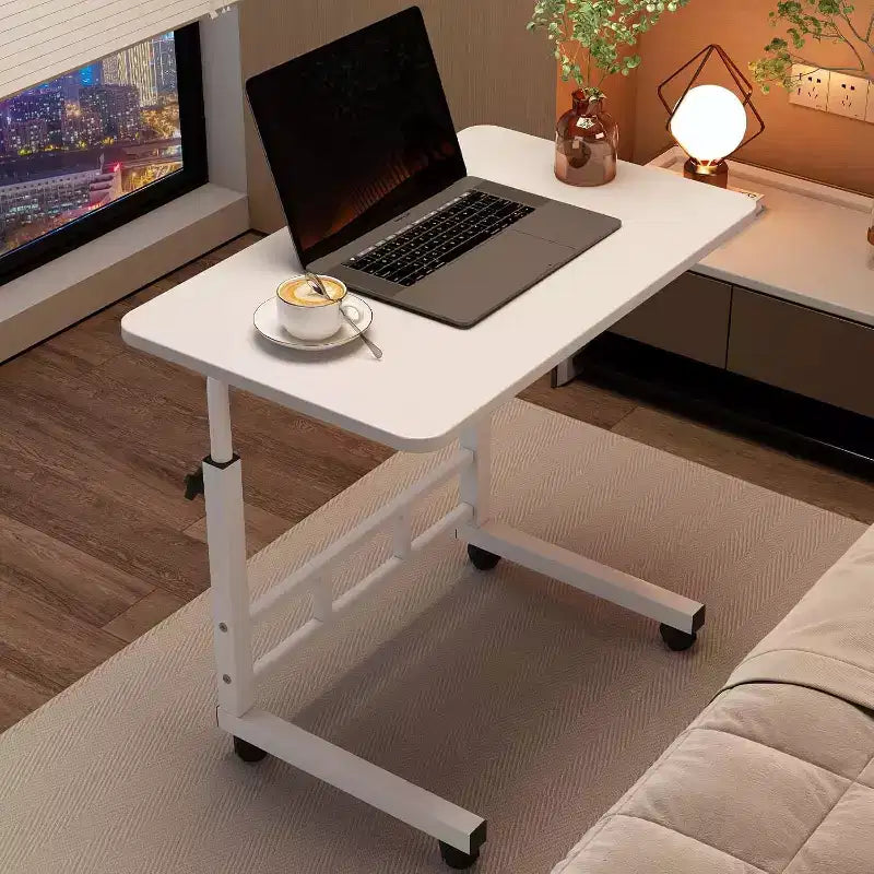 Piccola Scrivania Regolabile con Ruote, Tavolo Rialzato Portatile per Laptop Regolabile in Altezza, Piccola Scrivania Mobile con Rotelle, per Ufficio Domestico Studio Camera da Letto