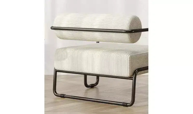 Poltrona lounge in velluto a coste, sedia divano pigra con telaio in ferro, schienale e braccioli integrati, piedini antiscivolo, sedia relax per balcone, soggiorno