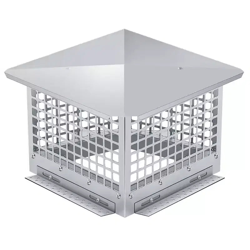 Chimney Cover 8 x 13 Inches, 304 Stainless Steel Mesh Cover, Adjustable Metal Strip Bolts and Screws, can Install Mesh Cover, Silver
