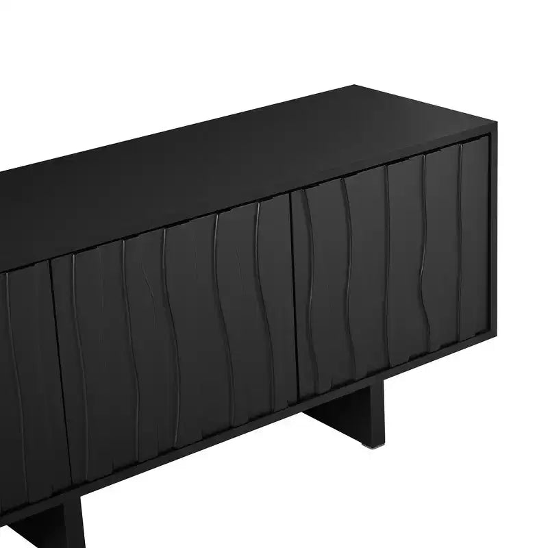 Mobile TV in Legno Effetto Venato Stile Retrò, Console Multimediale Rustica, Mobile TV Robusto con Anta Ondulata per TV fino a 75 pollici