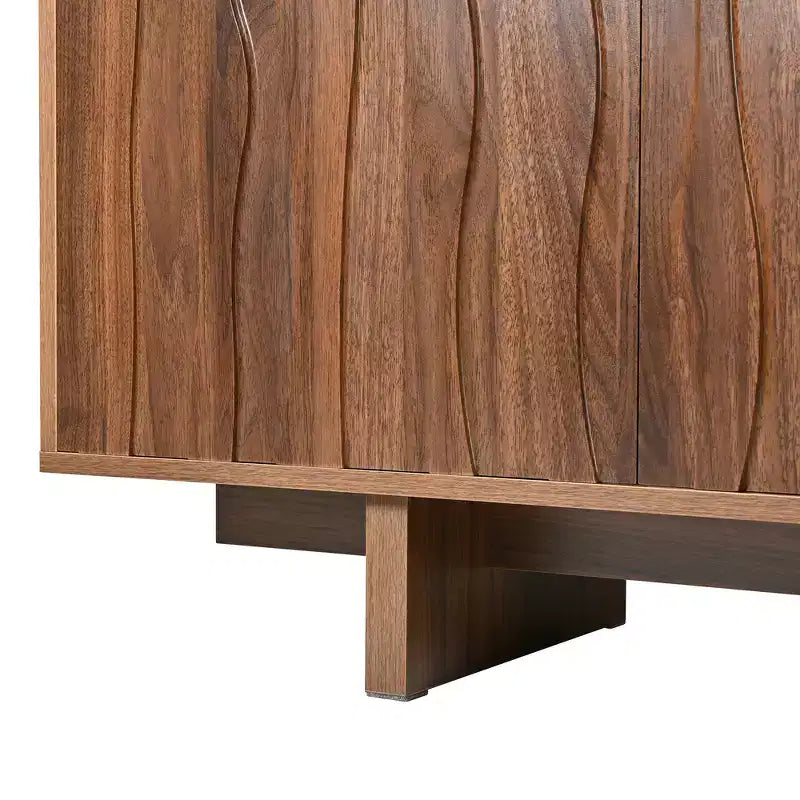 Mobile TV in Legno Effetto Venato Stile Retrò, Console Multimediale Rustica, Mobile TV Robusto con Anta Ondulata per TV fino a 75 pollici