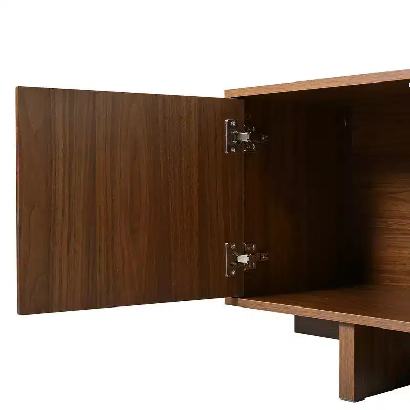 Mobile TV in Legno Effetto Venato Stile Retrò, Console Multimediale Rustica, Mobile TV Robusto con Anta Ondulata per TV fino a 75 pollici