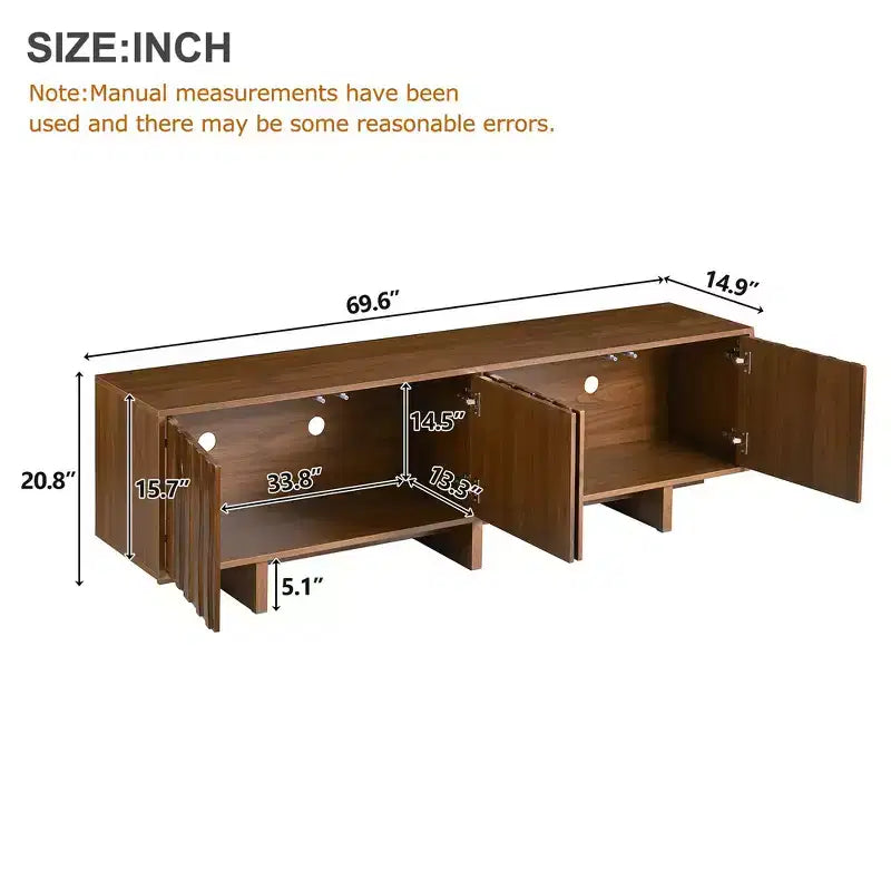 Mobile TV in Legno Effetto Venato Stile Retrò, Console Multimediale Rustica, Mobile TV Robusto con Anta Ondulata per TV fino a 75 pollici