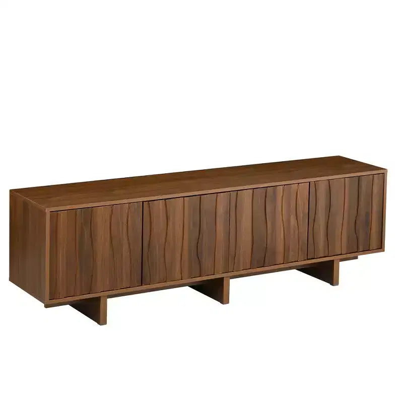 Mobile TV in Legno Effetto Venato Stile Retrò, Console Multimediale Rustica, Mobile TV Robusto con Anta Ondulata per TV fino a 75 pollici