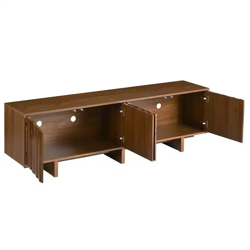 Mobile TV in Legno Effetto Venato Stile Retrò, Console Multimediale Rustica, Mobile TV Robusto con Anta Ondulata per TV fino a 75 pollici