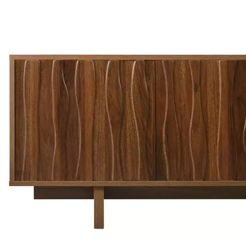 Mobile TV in Legno Effetto Venato Stile Retrò, Console Multimediale Rustica, Mobile TV Robusto con Anta Ondulata per TV fino a 75 pollici