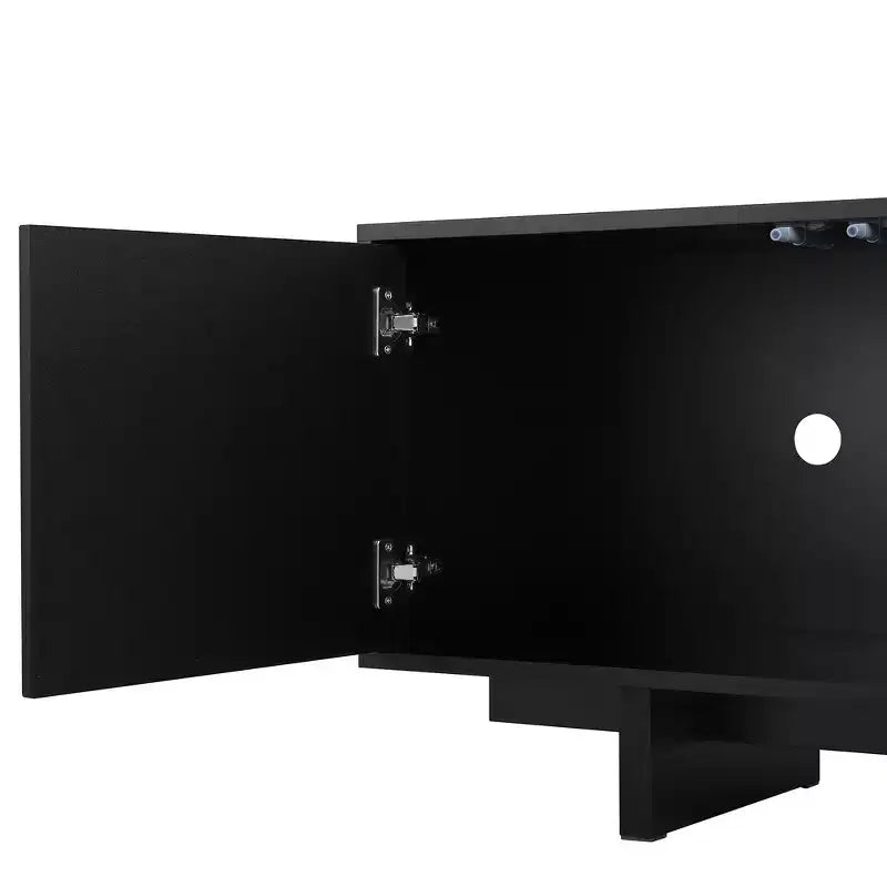 Mobile TV in Legno Effetto Venato Stile Retrò, Console Multimediale Rustica, Mobile TV Robusto con Anta Ondulata per TV fino a 75 pollici