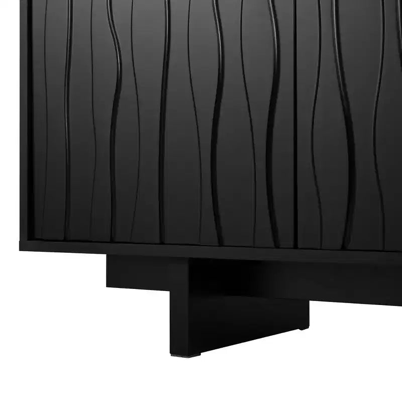 Mobile TV in Legno Effetto Venato Stile Retrò, Console Multimediale Rustica, Mobile TV Robusto con Anta Ondulata per TV fino a 75 pollici