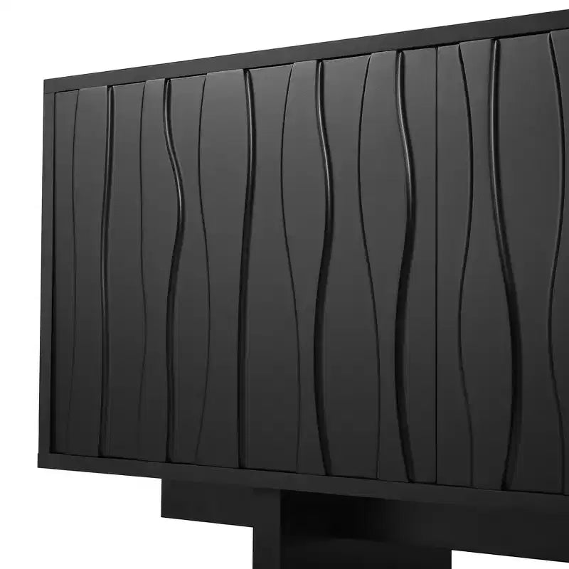 Mobile TV in Legno Effetto Venato Stile Retrò, Console Multimediale Rustica, Mobile TV Robusto con Anta Ondulata per TV fino a 75 pollici