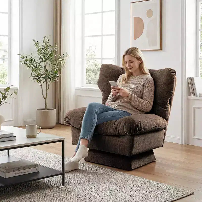 Sedia imbottita girevole a 360 gradi, accogliente ciniglia e cuscino spesso per casa e ufficio