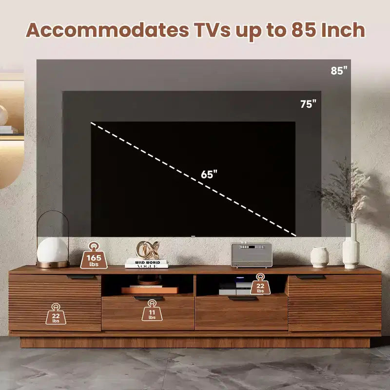 Mobile TV moderno da 78 pollici per TV fino a 85 pollici Con cassetti profondi per riporre oggetti Ideale per soggiorni