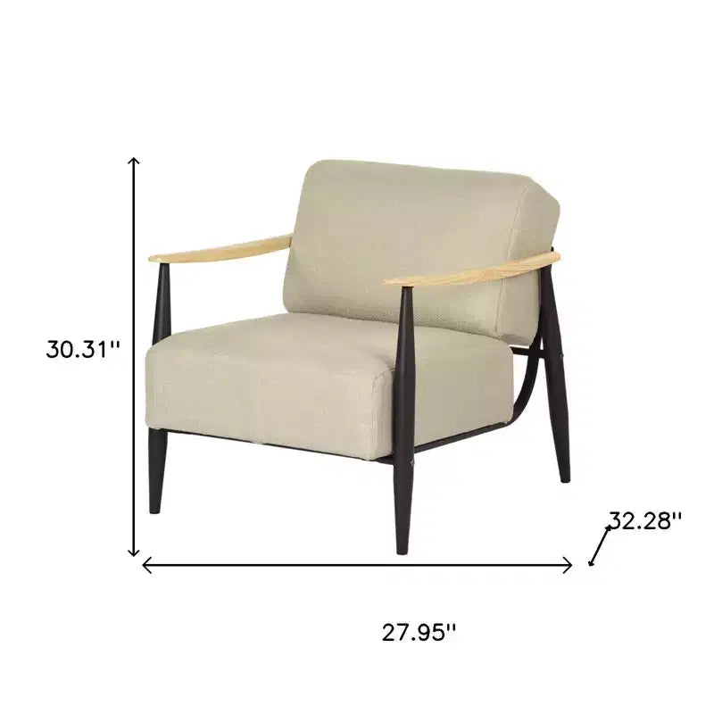 Poltrona con braccioli in legno massello, 28 cuscini imbottiti nei colori beige, nero e naturale