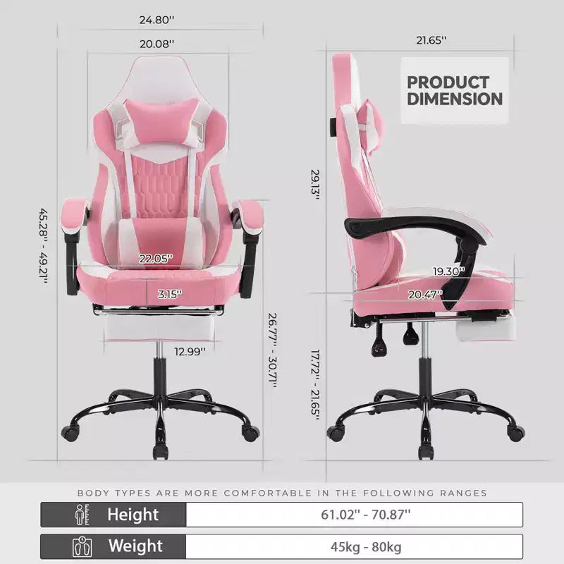 Sedia da Gaming Girevole a 360° Versatile, Sedie da Ufficio Regolabili con Ruote, Schienale Reclinabile e Poggiapiedi, Sedie Ergonomiche per Videogiochi, Max 136 kg