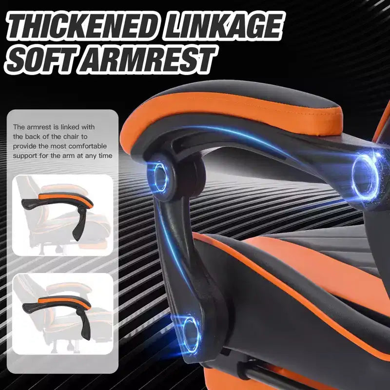 Sedia da Gaming Girevole a 360 Gradi Sedie da Ufficio con Ruote, Schienale Reclinabile, Altezza e Poggiapiedi Regolabili, Sedie da Videogiochi Ergonomiche, Max 136 kg