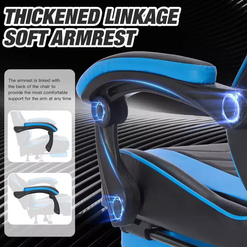 Sedia da Gaming Girevole a 360 Gradi Sedie da Ufficio con Ruote, Schienale Reclinabile, Altezza e Poggiapiedi Regolabili, Sedie da Videogiochi Ergonomiche, Max 136 kg