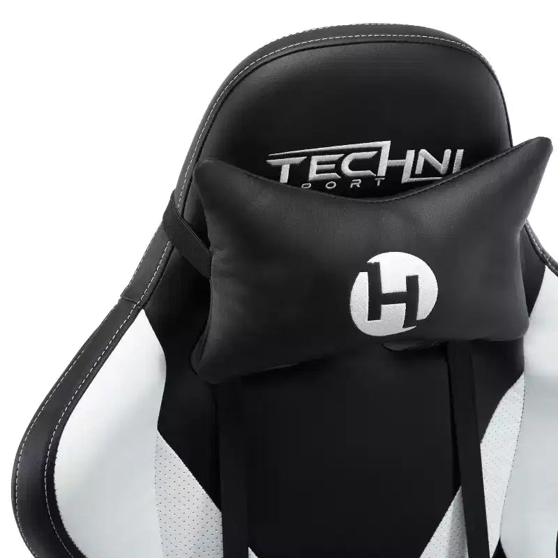 Sedia da gaming ergonomica regolabile, sedia da ufficio girevole a 360° con cuscino poggiatesta e lombare, reclinabile da 90-150° per ufficio e casa, max 113 kg, bianca