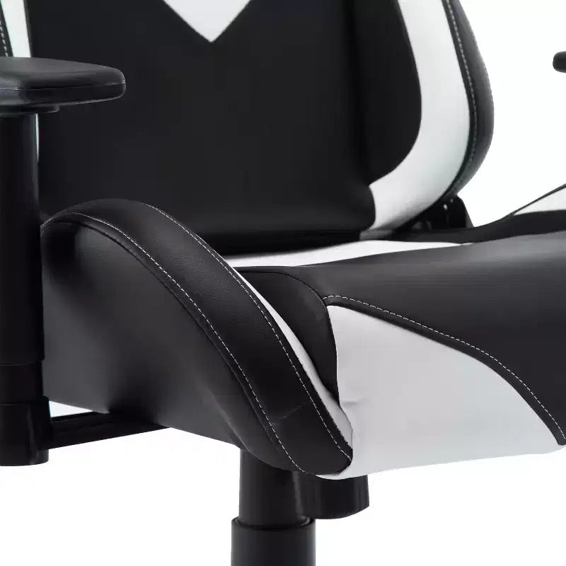 Sedia da gaming ergonomica regolabile, sedia da ufficio girevole a 360° con cuscino poggiatesta e lombare, reclinabile da 90-150° per ufficio e casa, max 113 kg, bianca